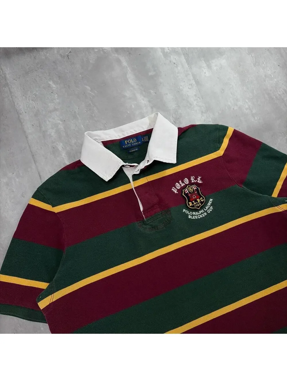 Y2K Burgundy Polo Ralph Lauren Grunge Rugby Striped Polo Shirt